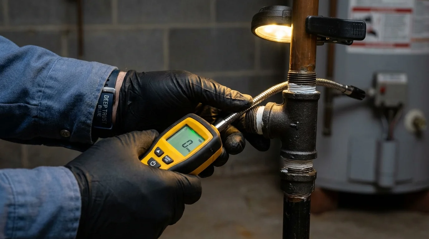 Gas leak detection with electronic sniffer by Johns Plumbing LLC in Santa Barbara