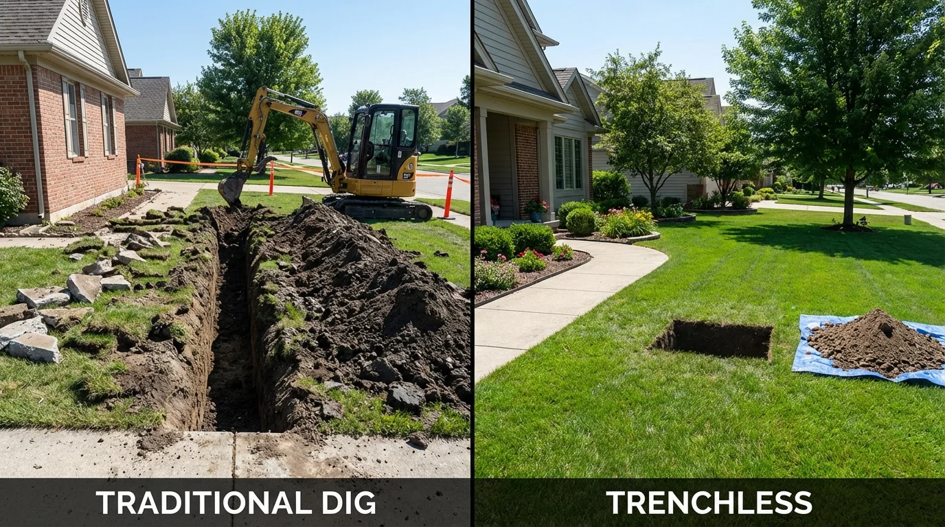 Trenchless sewer repair with minimal yard damage versus traditional excavation in Santa Barbara, CA